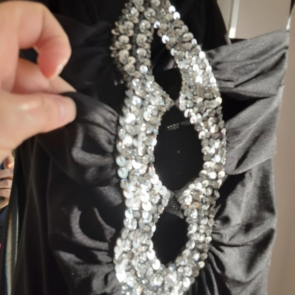 "Light in the Box" Black Open Back Sparkle Maxi Dress | Size 8-10 - Picture 10 of 13